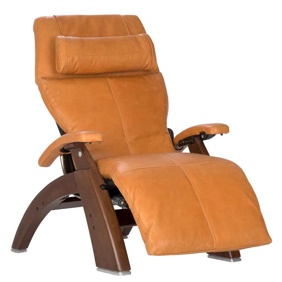 Human Touch Perfect Chair PC-610 Omni-Motion Classic Zero Gravity Chair in Walnut / Saddle Premium Leather
