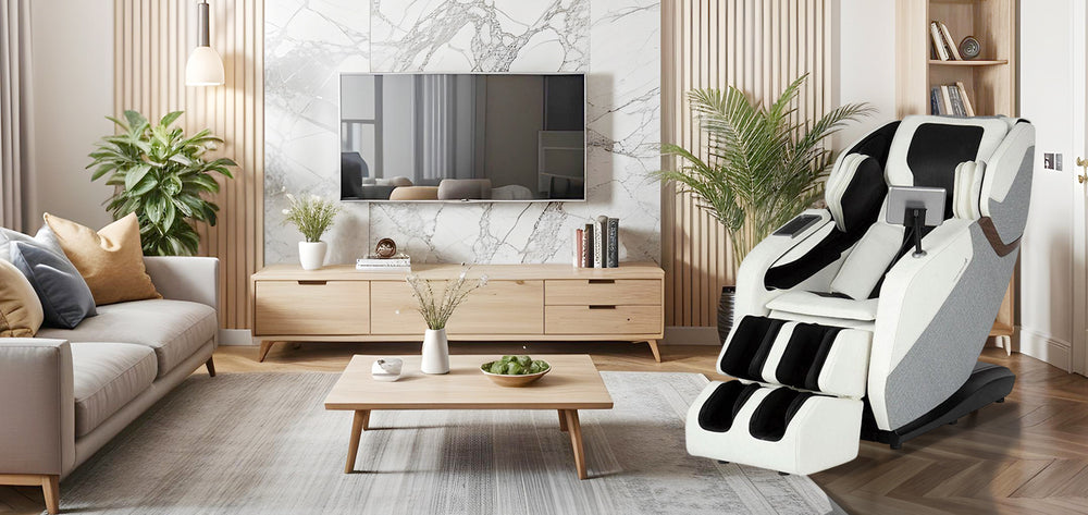 Human Touch Whole Body Rove Massage Chair - Moon Color lifestyle image in room at Wish Rock Relaxation