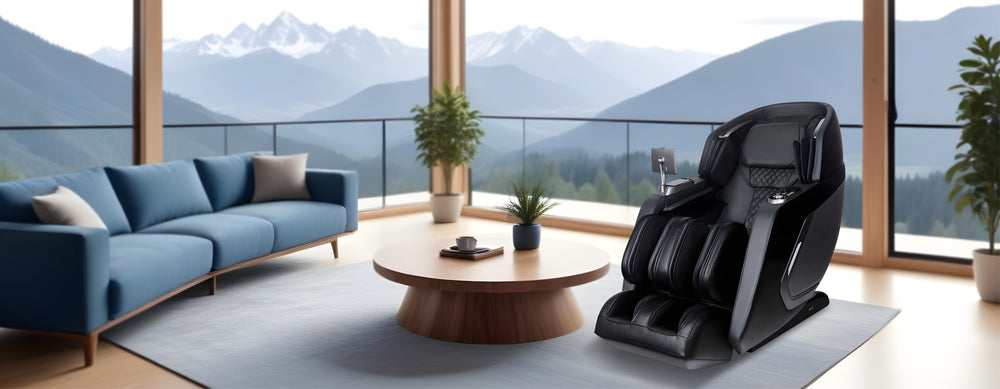 Osaki 4D Bravo Duo Massage Chair - lifestyle image in very relaxing room from Wish Rock Relaxation