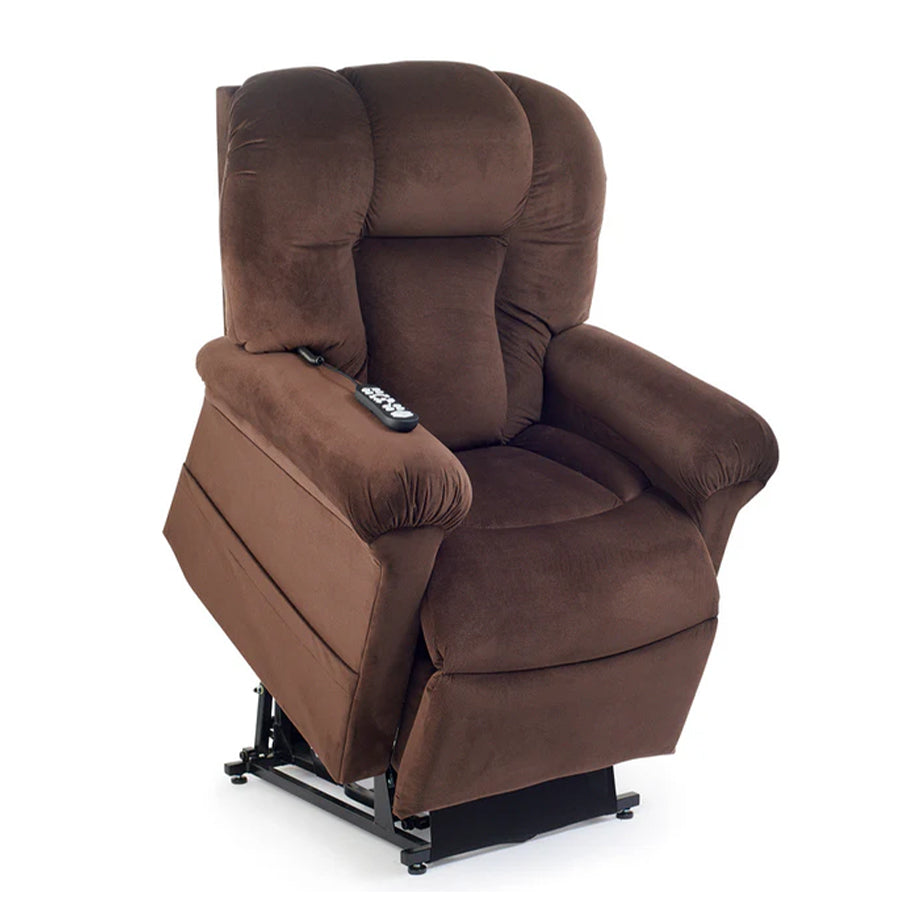 UltraComfort UC562 Artemis Eclipse 5 Zone Zero Gravity Power Lift Chair in Coffeehouse lift position