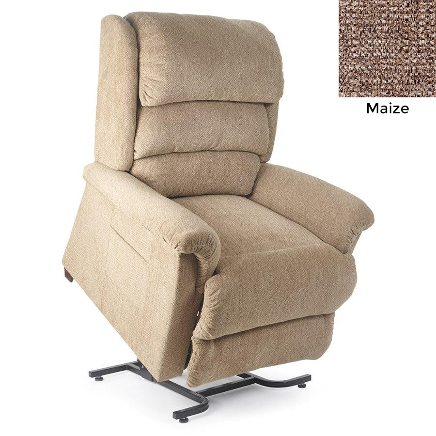 UltraComfort UC559-M Polaris 2 Zone Zero Gravity Lift Chair in Imagine Fabric Antler with Maize swatch on upper right corner