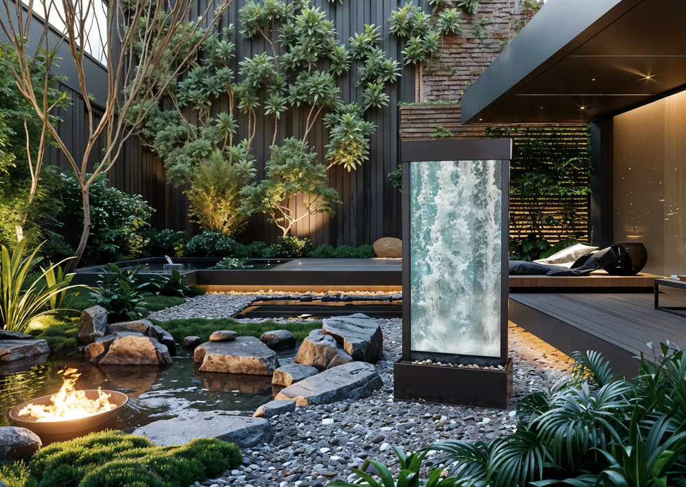 Adagio Harmony River Floor Fountain (Center Mounted)-70"H x 31"W - Lifestyle