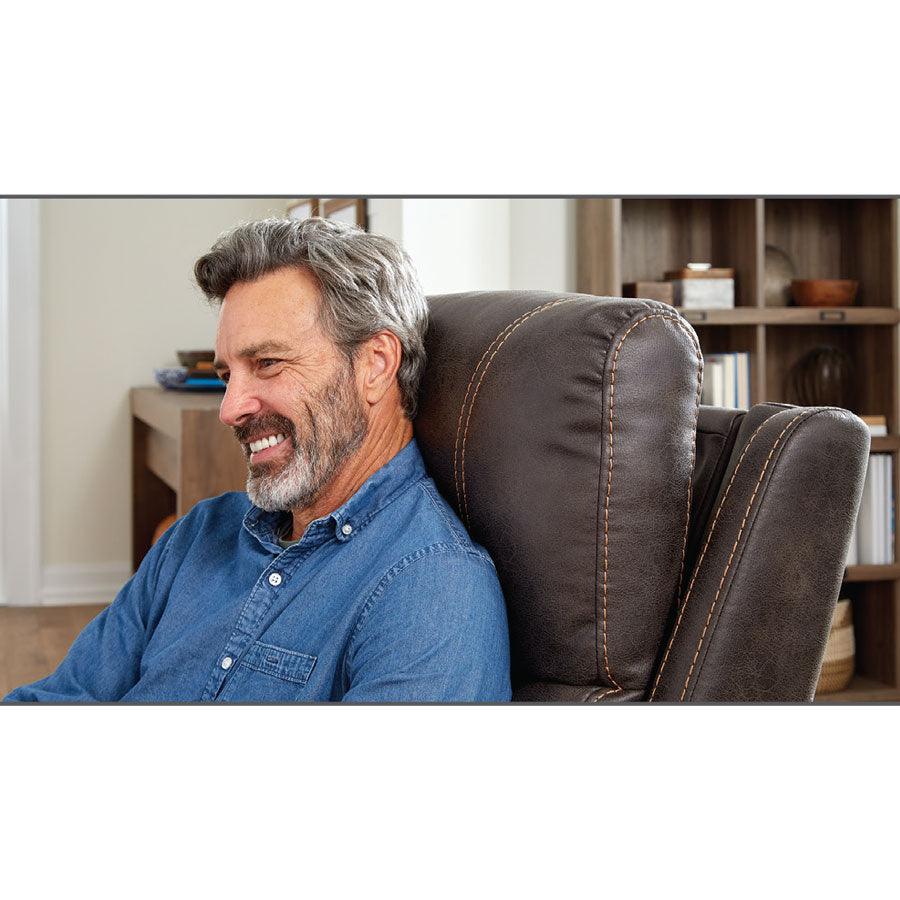 UltraComfort UC478-M Sedona Explorer 4 Zone Zero Gravity Power Lift Chair showcasing the chair's articulating headrest that is contoured to fit the neck area for ultimate support.