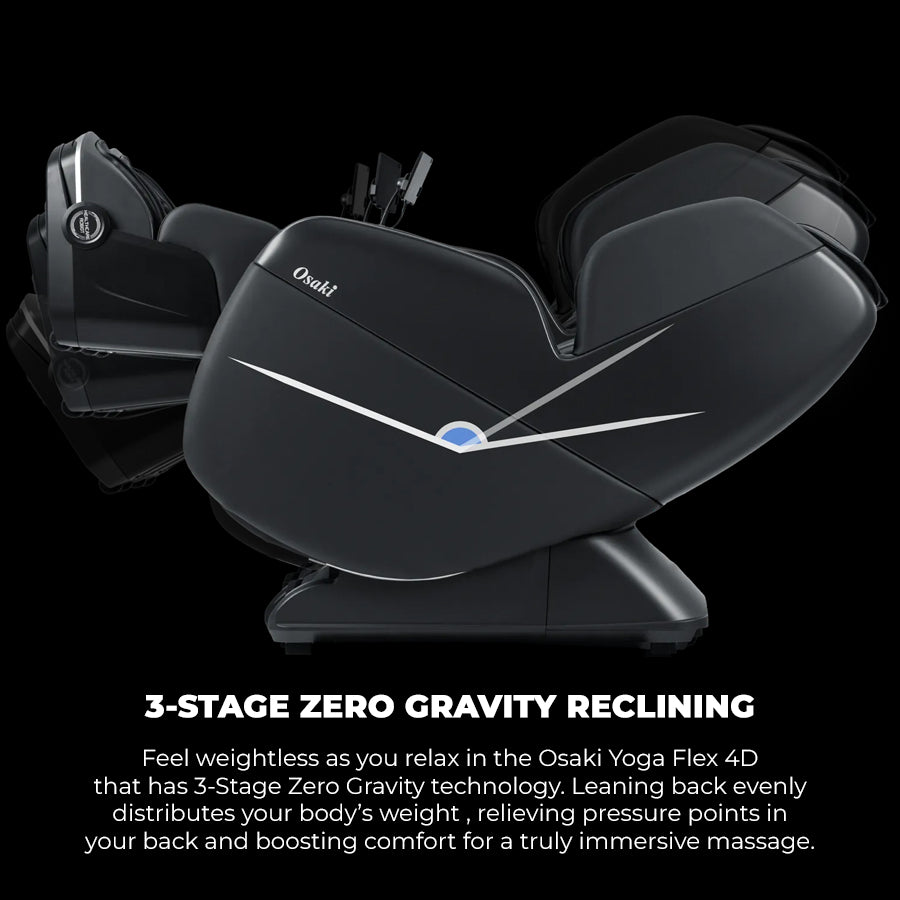 Osaki YogaFlex 4D Massage Chair three-stage zero gravity reclining for weightless relaxation from Wish Rock Relaxation.