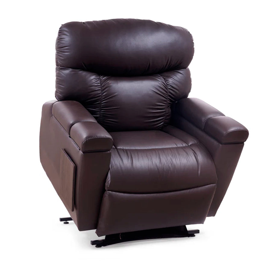 UltraComfort™ UC566 Maya Medium Wide 4-Zone Power Lift Chair in brown with plush upholstery and padded arms.