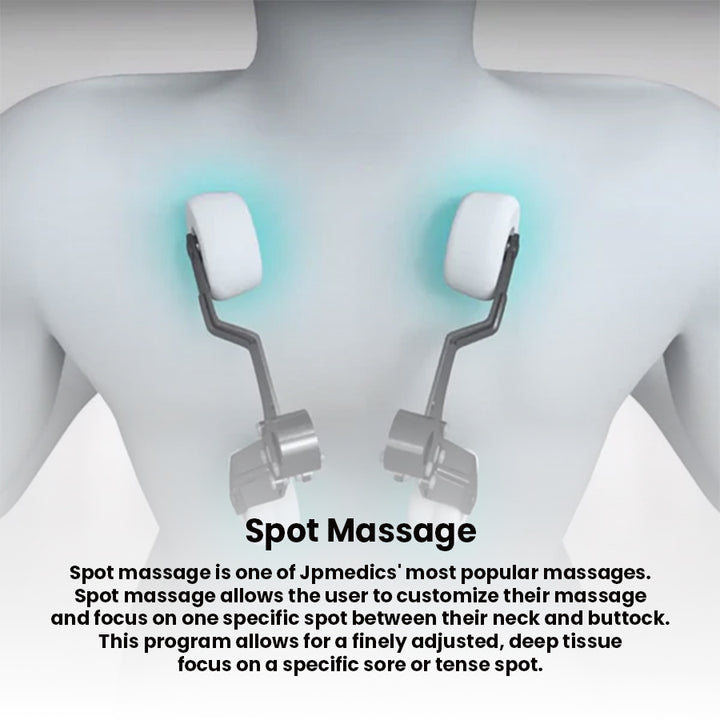 JPMedics KaZe Duo Massage Chair close-up animation of quad roller massage system targeting chest and shoulder muscles in KaZe Duo chair.