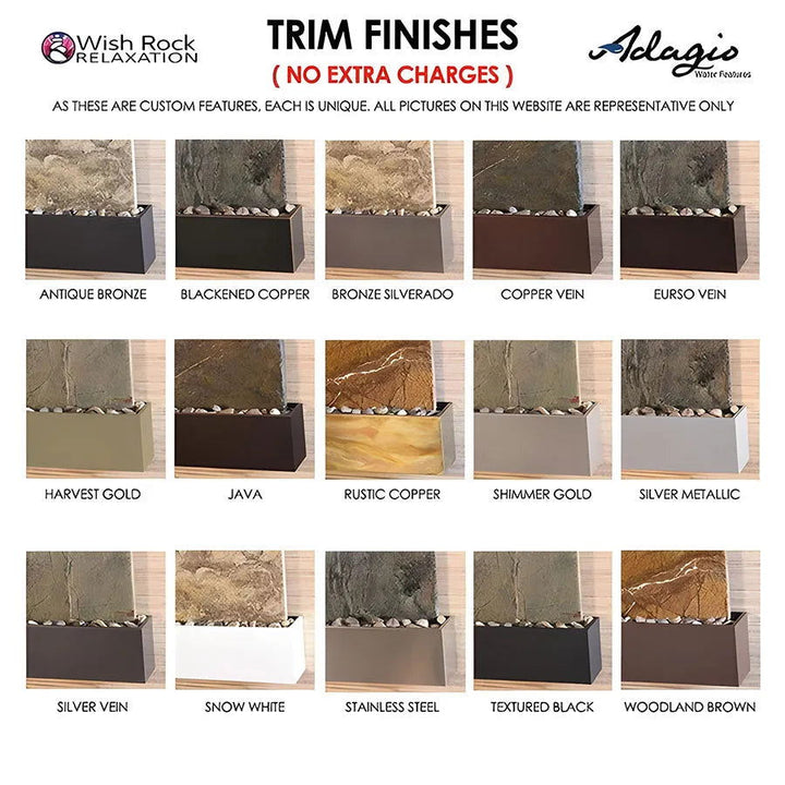 Adagio Calming Waters - Wall Water Fountain - Trim Finishes -  -  - Wish Rock Relaxation - Adagio Calming Waters - Wall Water Fountain