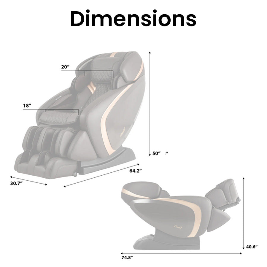 Osaki OS-Pro Admiral Massage Chair - Dimensions