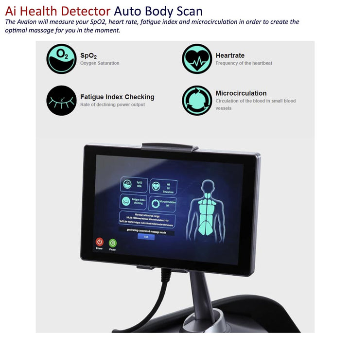 Osaki Platinum 4D Avalon Massage Chair with Ai Health Detector Body Scan to create the perfect massage to meet you where you're at.