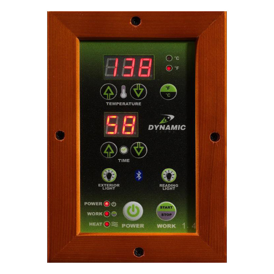Dynamic Heming 2-Person Corner Low EMF FAR Infrared Sauna - Canadian Hemlock - Control Panel
