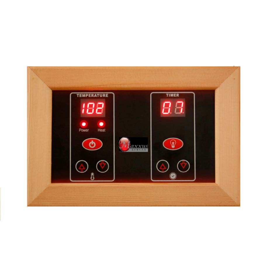 Maxxus 3-Person Corner Full Spectrum Infrared Sauna - Canadian Red Cedar - Control Panel
