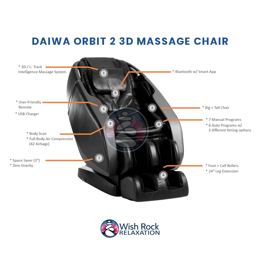 Daiwa Orbit 2 3D Massage Chair - Big & Tall | Wish Rock Relaxation