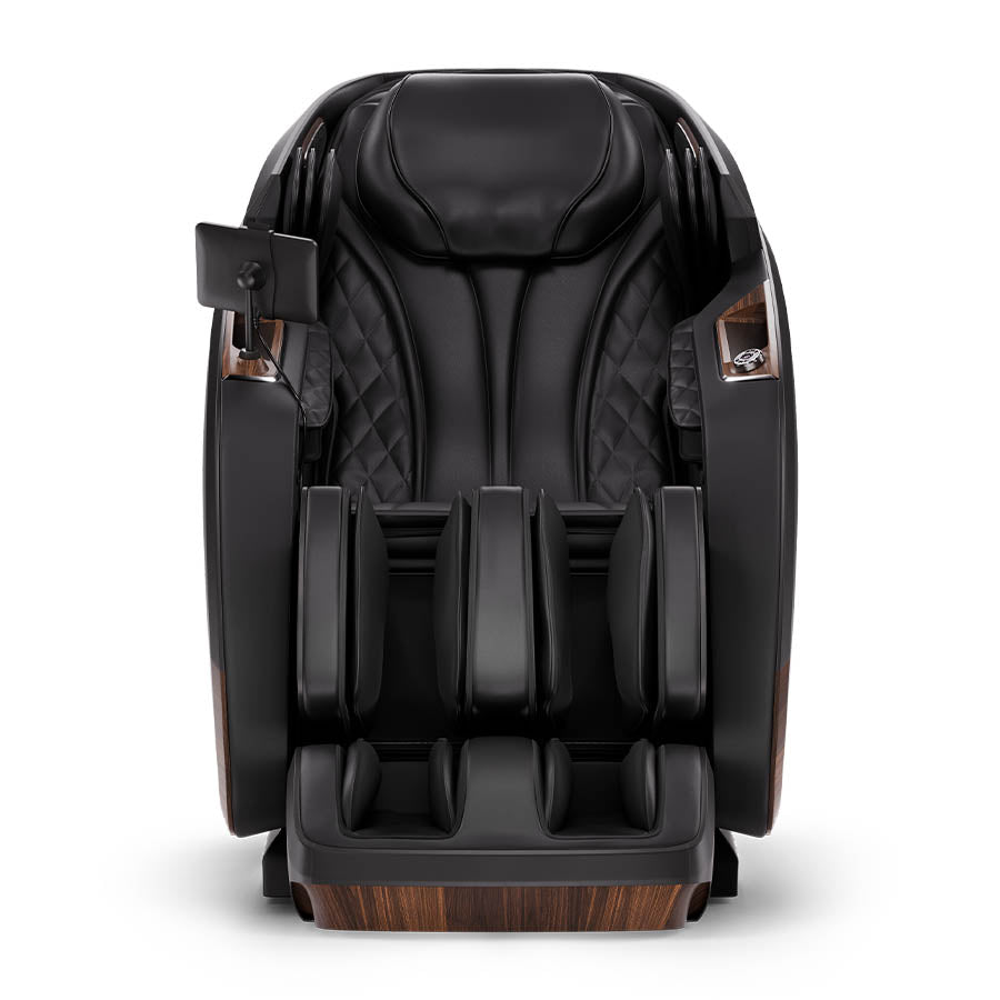 Positive Posture DualTech Pro AI 4D Dual Mechanism massage chair in charcoal front view with full body air massage chambers.