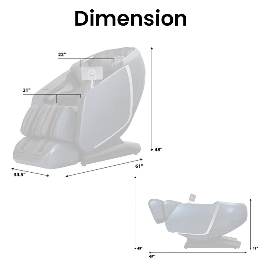 Osaki OS-Highpointe 4D Massage Chair - Dimension