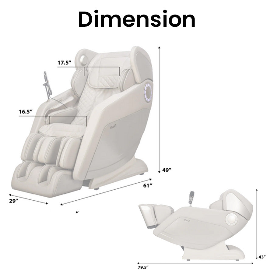 Osaki OS-Hiro LT Massage Chair- Dimensions