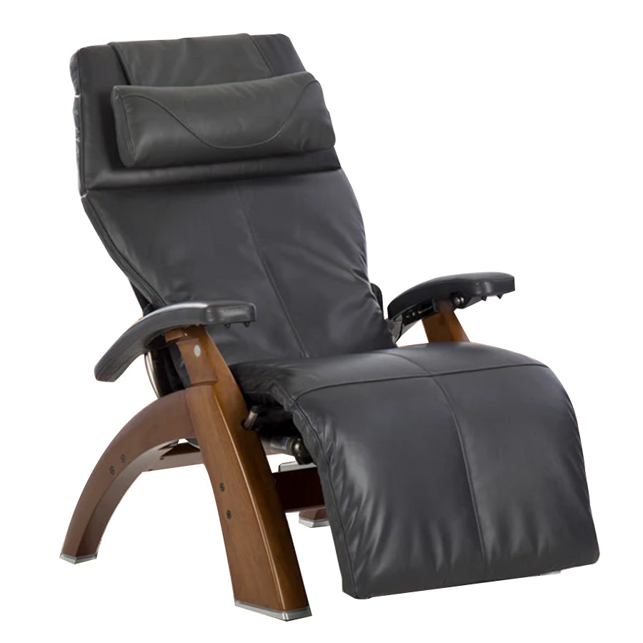 Human Touch Perfect Chair PC-420 Classic Manual Plus in walnut / grey premium leather padset 