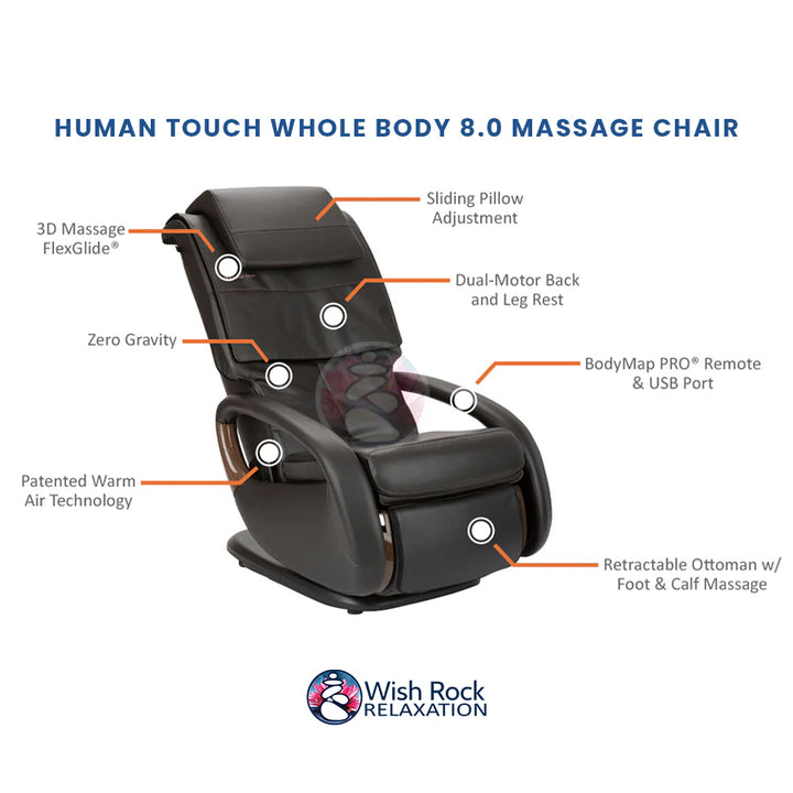 Human Touch Whole Body 8.0 Massage Chair - lifestyle image  in very relaxing room from Wish Rock Relaxation