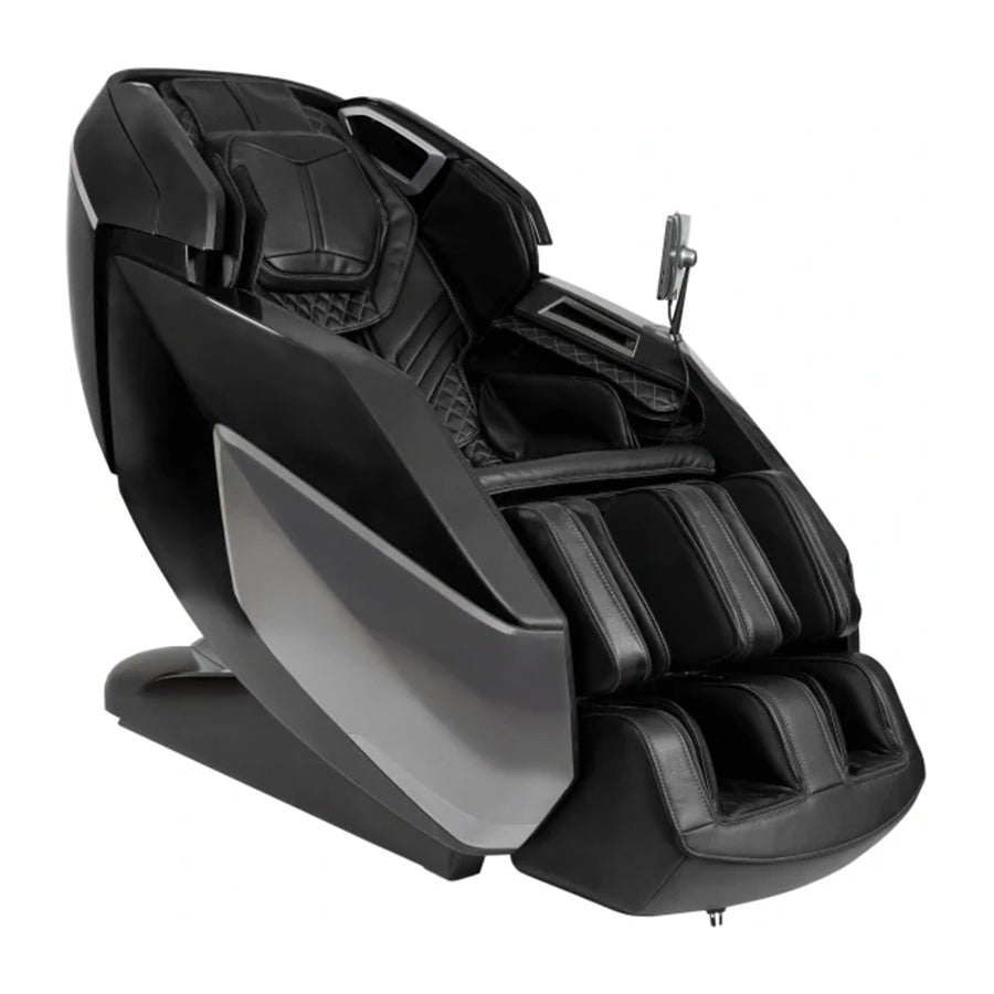 Infinity Circadian Syner-D massage chair in black, three-quarter view facing right