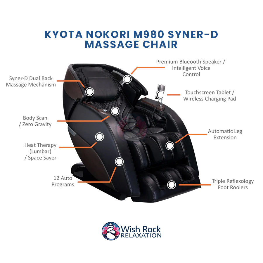 Kyota Nokori M980 Syner-D Massage Chair Dual-Track 4D Rollers