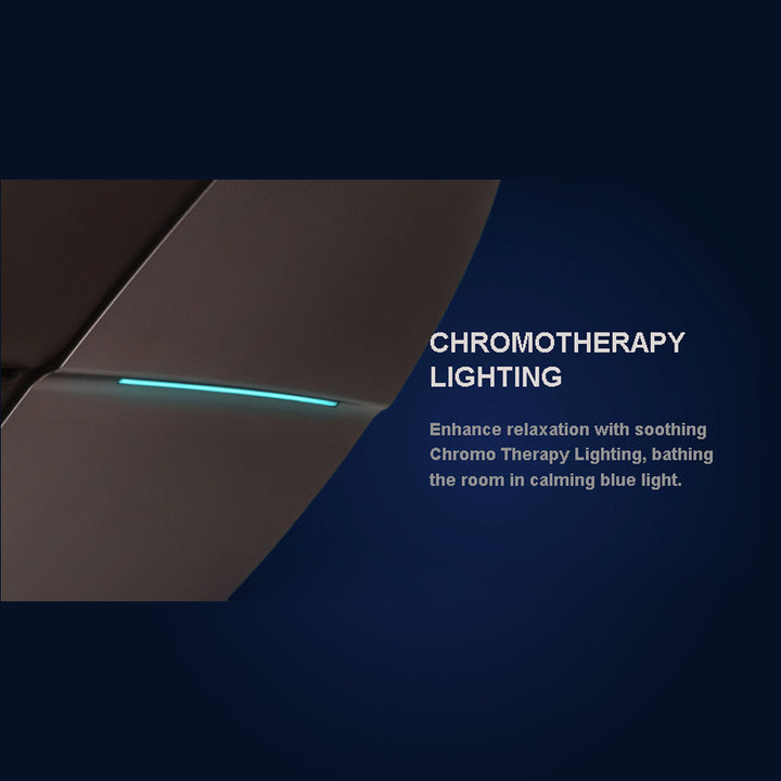 Otamic Pro 3D Signature Massage Chair with calming blue chromotherapy lighting from Wish Rock Relaxation.