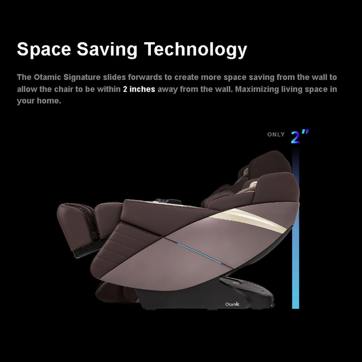 Otamic Pro 3D Signature Massage Chair reclines within 2 inches of the wall for space-saving design from Wish Rock Relaxation.