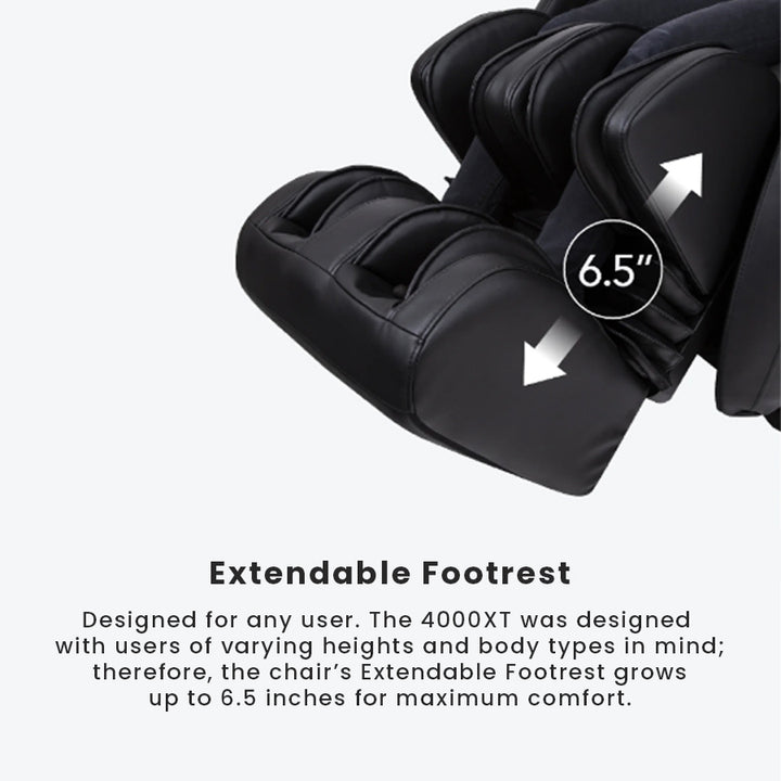 Osaki OS-4000XT Massage Chair footrest extends up to 6.5 inches for personalized leg support