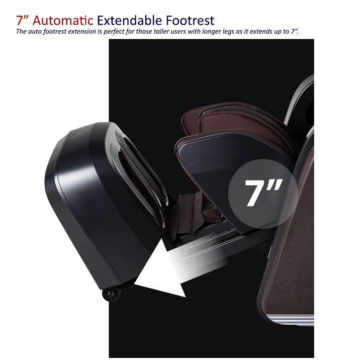 Osaki JP-Nexus 4D Massage Chair 7" Automatic Footrest Extension to accommodate taller users with longer legs.
