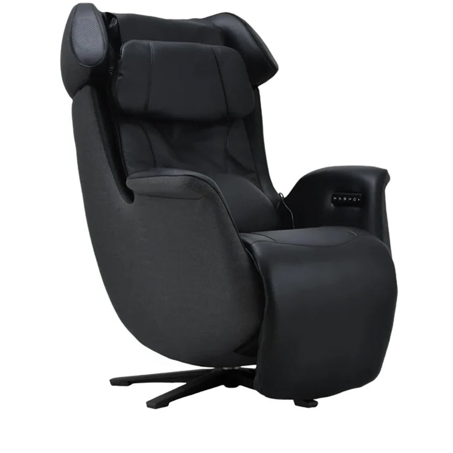 Front three-quarter studio view of the Osaki Milan 3D Recliner Relax Chair in black leather on a white background