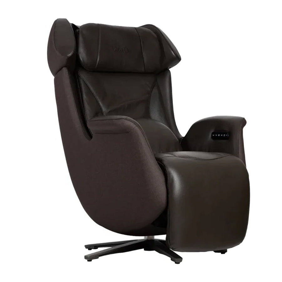 Front three-quarter studio view of the Osaki Milan 3D Recliner Relax Chair in dark brown leather on a white background