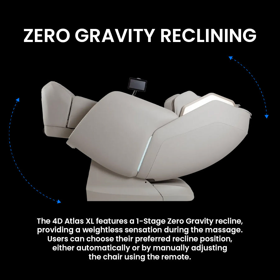 Osaki Atlas XL 4D Massage Chair in zero gravity recline position to simulate weightlessness and enhance relaxation from Wish Rock Relaxation.