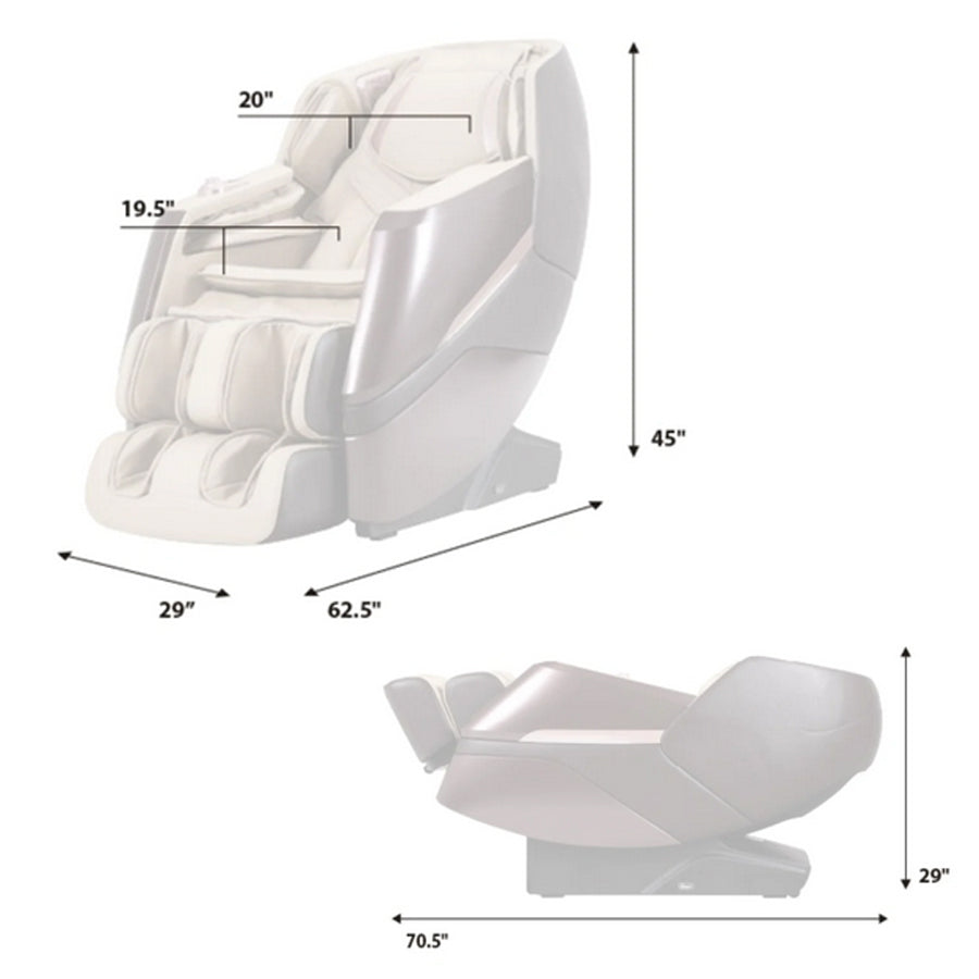 Osaki OS-3D Tao Massage Chair - Dimensions