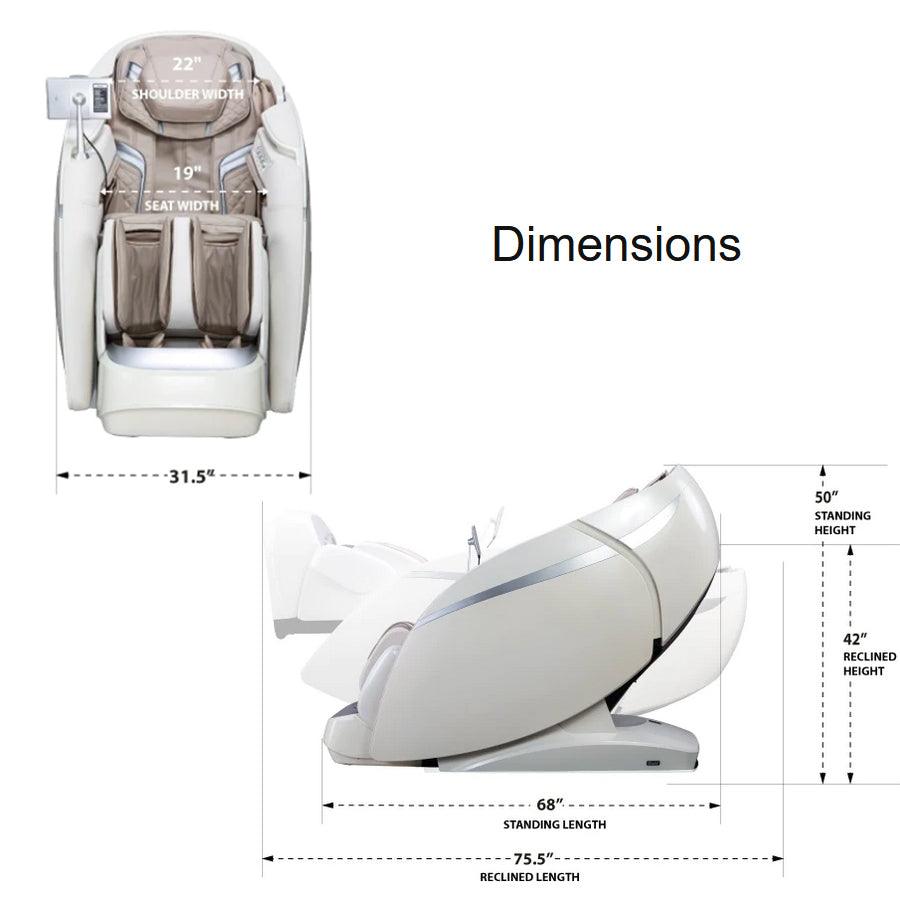 Osaki OS-Pro DuoMax 4D+ Massage Chair - Dimensions