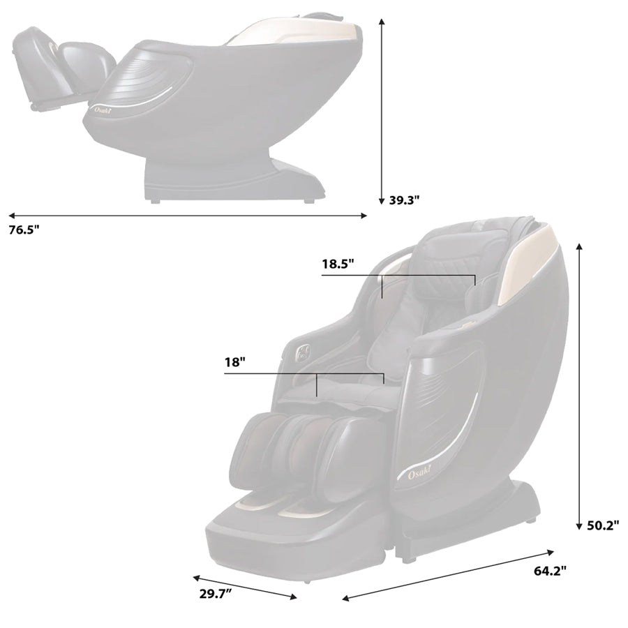 Osaki Pro OS-3D Opulent Massage Chair - Sizes Image