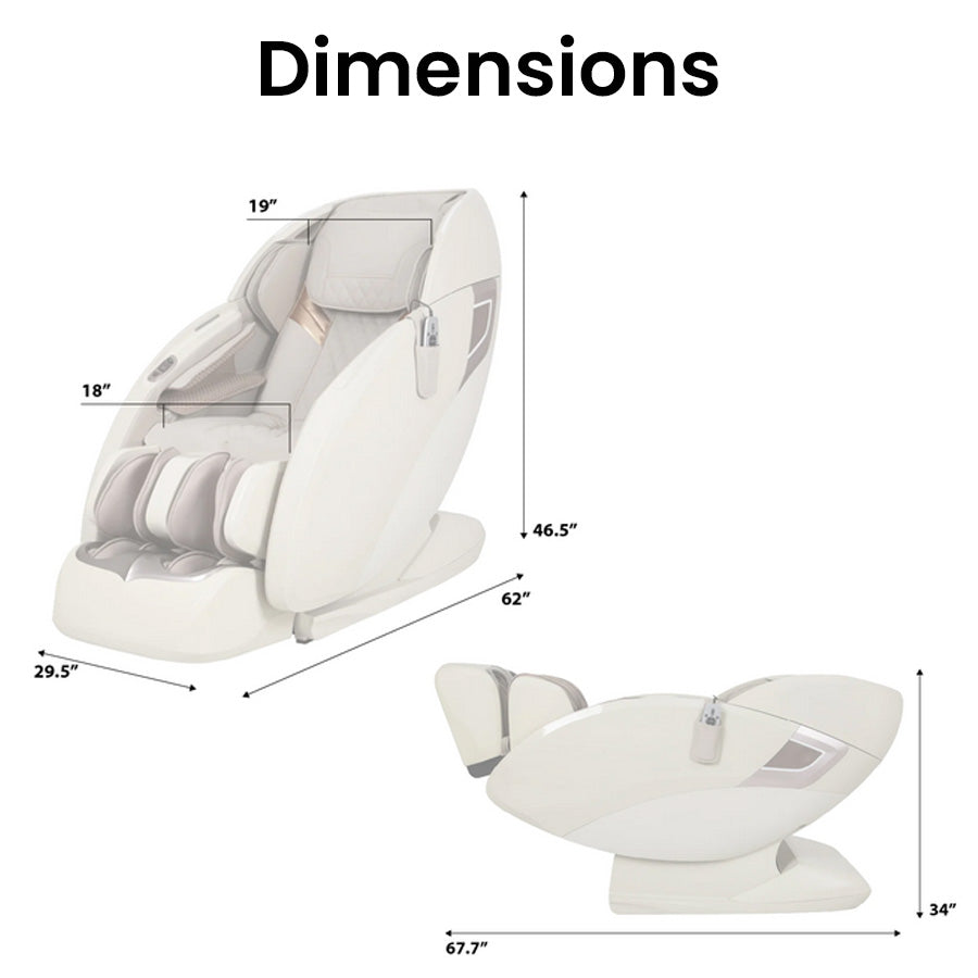 Osaki OS-Pro 3D Tecno Massage Chair - Dimensions
