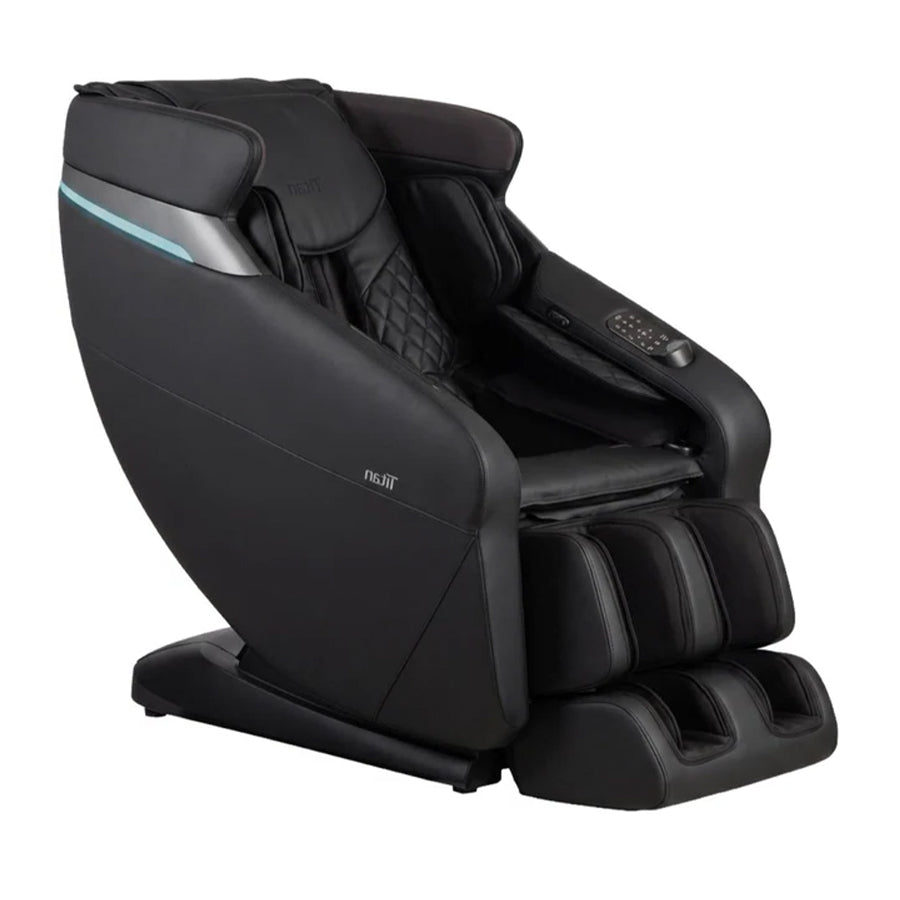 Black Titan Forma 3D+2D massage chair shown at a 3/4 angle on a white background