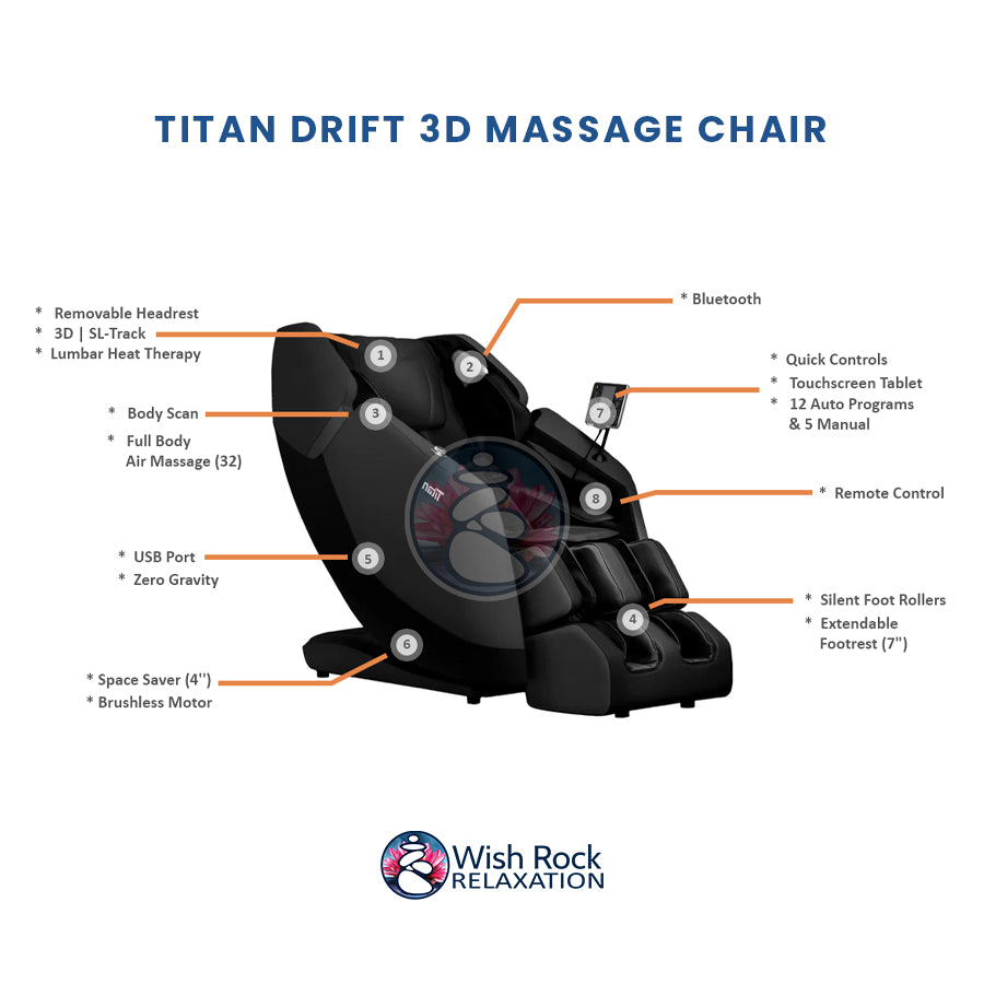 Titan Drift 3D Massage Chair - SL Track w/ Touchscreen Tablet
