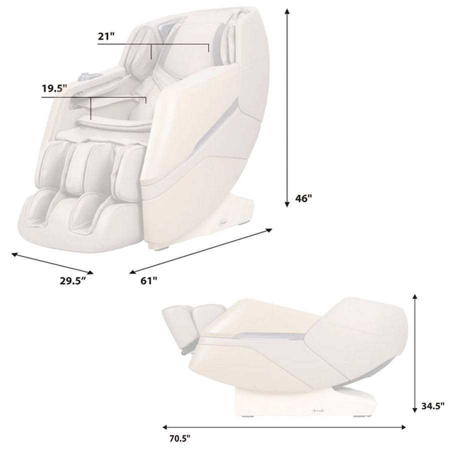 Titan Luxe 3D Massage Chair - Dimensions