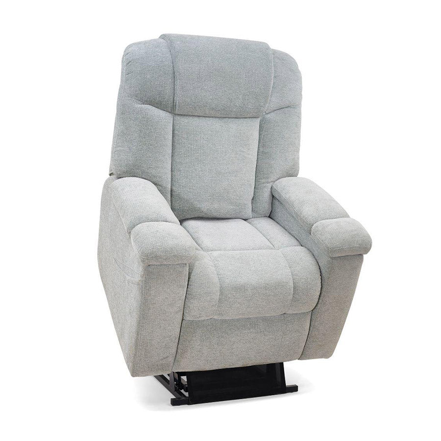 UltraComfort™ UC477 Venice Medium 5-Zone Power Lift Chair in slate angled to show seat depth and armrests.
