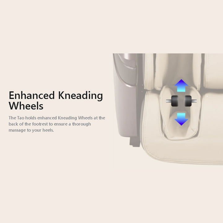Osaki OS-3D Tao Massage Chair in beige highlighting dual-direction foot roller massage.