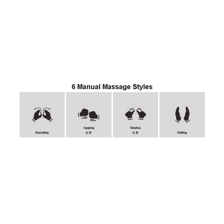 Osaki Platinum Ai Xrest 4D Massage Chair manual modes with kneading, tapping, shiatsu, and rolling.