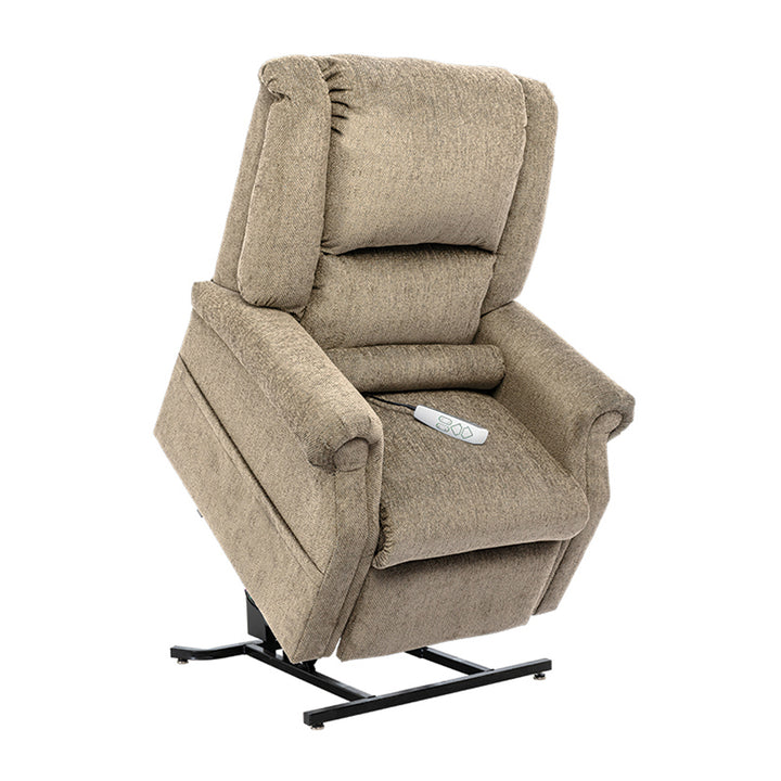 Mega Motion MM-201 iNFI ATTAIN Infinite Position Lift Chair in Wheat fabric with lift assist function from Wish Rock Relaxation.