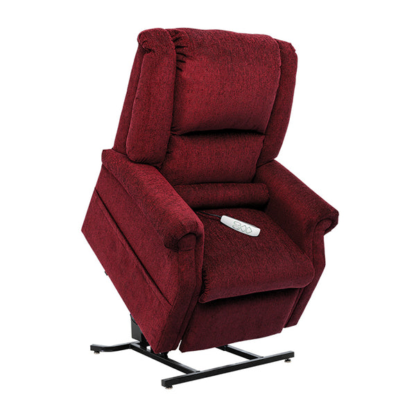 Mega Motion MM-201 iNFI ATTAIN Infinite Position Lift Chair in Merlot fabric with lift assist function from Wish Rock Relaxation.