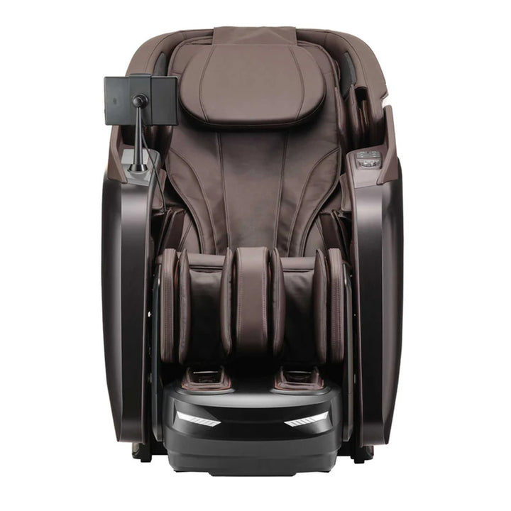 Cyber Relax Elite - 4D Flex Frame SL Track Massage Chair in earth front-facing with touchscreen from Wish Rock Relaxation 