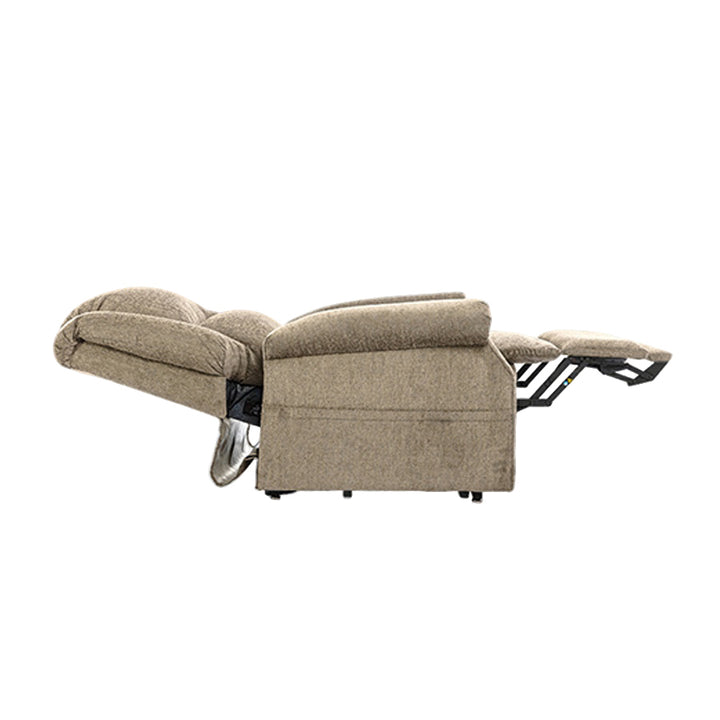 Mega Motion MM-201 iNFI ATTAIN Infinite Position Lift Chair fully reclined in red fabric from Wish Rock Relaxation.