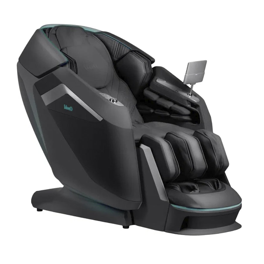 Osaki Ai Apex Duo 5D+4D Massage Chair in black with touchscreen panel from Wish Rock Relaxation.