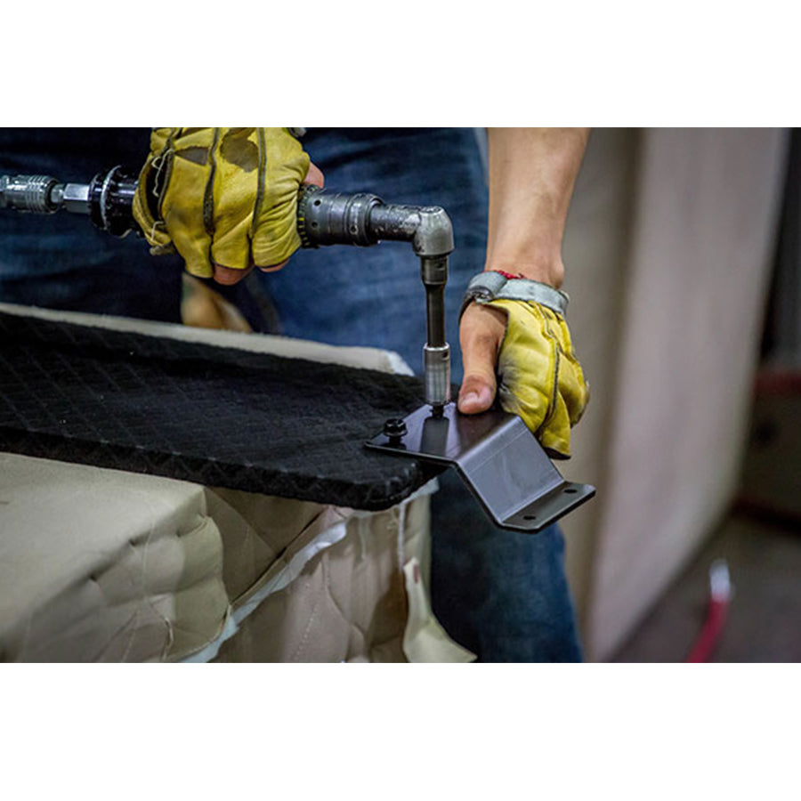 American Leather Comfort Air Rainier Solace Power Zero Gravity Recliner frame being assembled with precision tools.