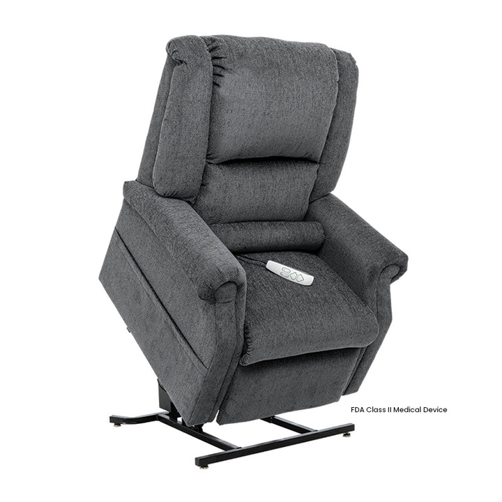 Mega Motion MM-201 iNFI ATTAIN Infinite Position Lift Chair in Shadow fabric with lift assist function from Wish Rock Relaxation.
