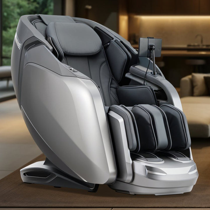 Fujiiryoki Cyber Relax Elite MR7500 4D Massage Chair in a modern living room setting, showcasing its sleek design and premium comfort for home wellness from WIsh Rock Relaxation