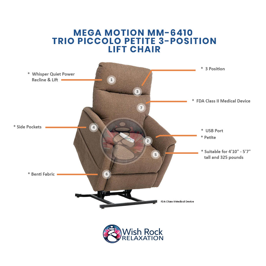 Mega Motion MM-6410 Trio Piccolo Petite 3-Position Lift Chair