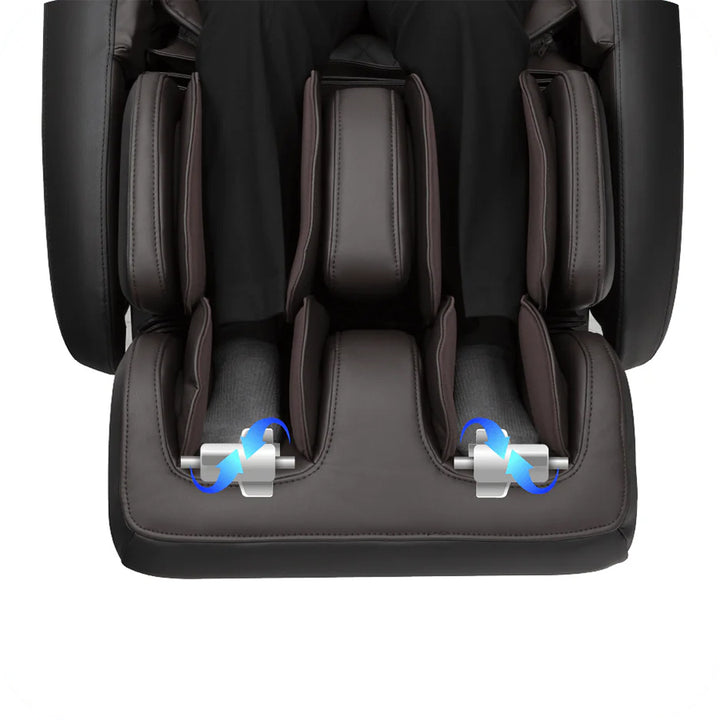 AmaMedic 3D Premium massage chair foot rollers with blue motion indicators from Wish Rock Relaxation.